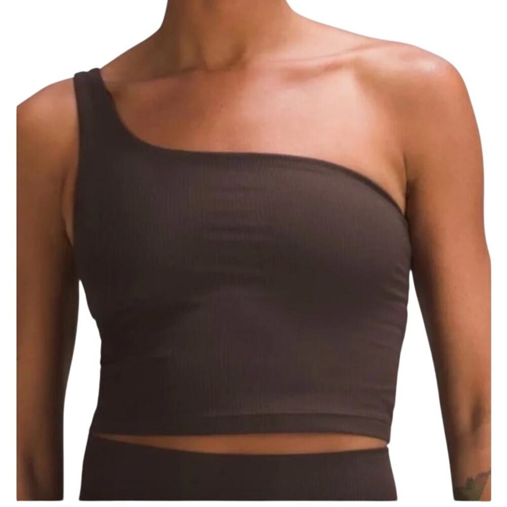 Lululemon Ribbed Nulu Asymmetrical Yoga Tank Top Espresso Brown 4